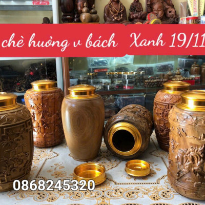 Hộp đựng trà ( chè ) bằng gỗ bách xanh thơm nức kt cao 19×11cm 