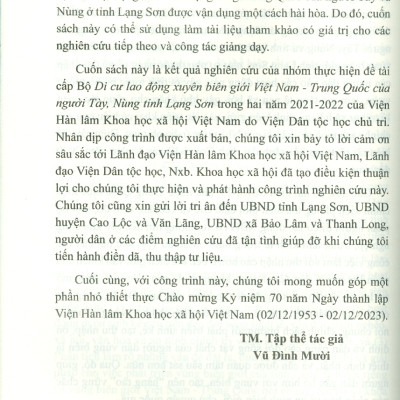 Di Cư Lao Động Xuyên Biên Giới Của Một Số Tộc Người Ở Vùng Biên Giới Việt Nam - Trung Quốc (Sách chuyên khảo) - Viện Hàn lâm Khoa học Xã hội Việt Nam - Vũ Đình Mười chủ biên