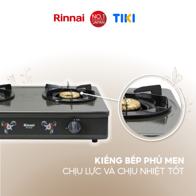 Bếp gas dương Rinnai RV-740A(GF) mặt bếp men và kiềng bếp men - Hàng chính hãng.
