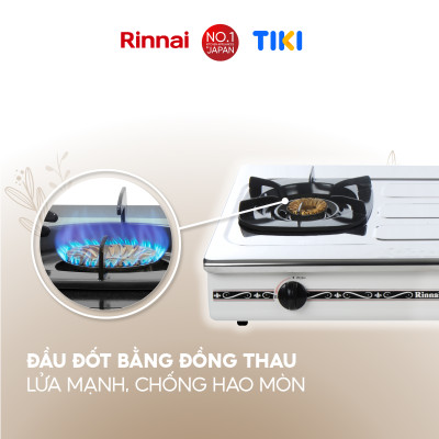 Bếp gas dương Rinnai RV-375(SW)N mặt bếp inox và kiềng bếp men - Hàng chính hãng.
