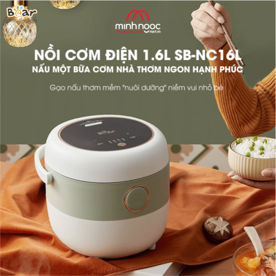 CHÍNH HÃNG BEAR VIỆT NAM  Nồi Cơm Điện Thông Minh BEAR SB-NC16L Dung Tích 1.6 Lít Công Suất 400 W
