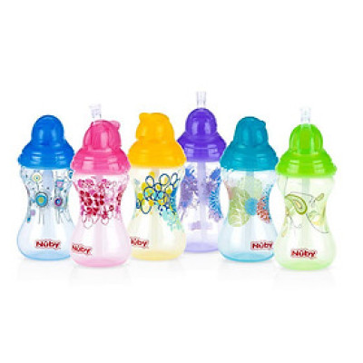 [ 10241-Nuby ] Bình uống nước 300ml, có ống hút làm bằng Silicone