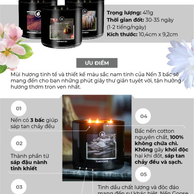 Nến ly 3 bấc sáp đậu nành For Men Goose Creek (411g) - Teakwood & Lavender
