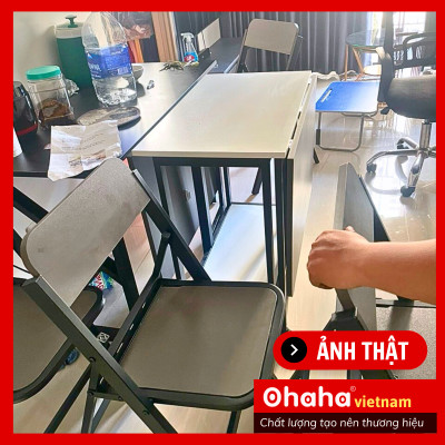 [Kèm Ảnh Thực Tế - Miễn phí vận chuyển & Lắp đặt] BÀN ĂN GẤP GỌN THÔNG MINH CÓ GHẾ VÀ BÁNH XE OHAHA - BA023