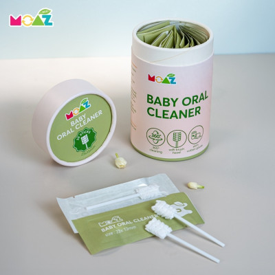 Que Gạc Khô Rơ Lưỡi Moaz Eco Vệ Sinh Răng Miệng Cho Bé - Hộp 30c