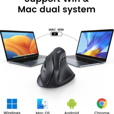 Chuột công thái học Ugreen 25444 MU008, Bluetooth 5.0 + USB Receiver 2.4GHz, DPI 1000/1600/2000/4000 - Hàng chính hãng