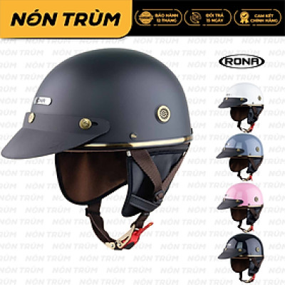 Mũ bảo hiểm xe máy nửa đầu Rona Pug có ốp tai da che nắng, nón bảo hiểm freesize dành cho nam và nữ