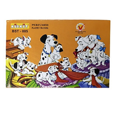 Bộ 2 Viết Sáp Màu Chó Đốm BS-005 (12 Màu) - Mẫu Bao Bìa Màu Cam