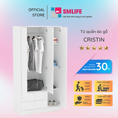 Tủ áo gia đình bằng gỗ thiết kế đẹp SMLIFE Cristin