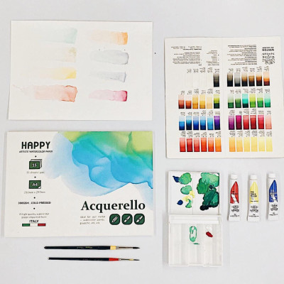 Combo 3 Tệp Giấy Vẽ Màu Nước Happy Artists