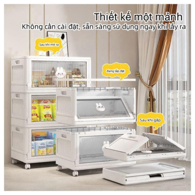 Tủ đựng đồ gấp gọn hoạt hình, tủ nhựa đựng đồ lắp ghép xếp gọn ngang 60cm, không cần lắp đặt, khả năng chịu tải mạnh