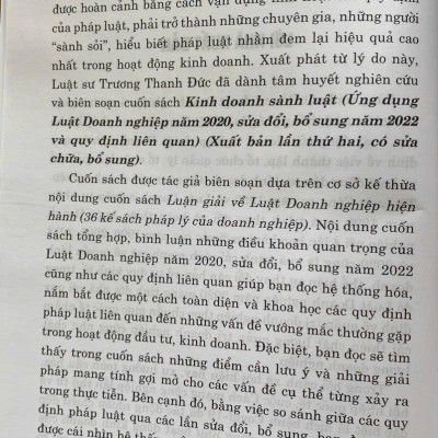 Kinh Doanh Sành Luật (Ứng dụng luật danh nghiệp luật 2020 sửa đổi, bổ sung 2022 và quy định liên quan)