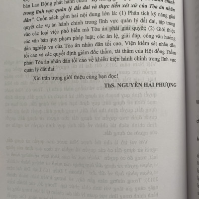 Kỹ năng giải quyết vụ án hành chính trong lĩnh vực Quản lý đất đai và thực tiễn xét xử của Tòa án nhân dân