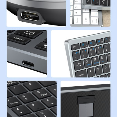 Bàn phím không dây mini W160C - pin sạc TypeC - đa kết nối bluetooth 5.0 + 3.0 + Usb wireless 2.4G hàng nhập khẩu