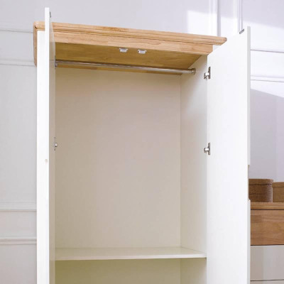 Tủ Quần Áo 2 Cánh Vivid Gỗ Tự Nhiên 1M2 Ibie BSW2VIVR12 - Trắng (120 x 60 cm)