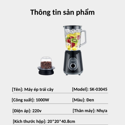 Máy xay sinh tố đa năng 2 IN 1 SOKANY SK-03045 công suất cao 1000W xay rau củ quả và các loại hạt, xay được đá viên - HÀNG CHÍNH HÃNG