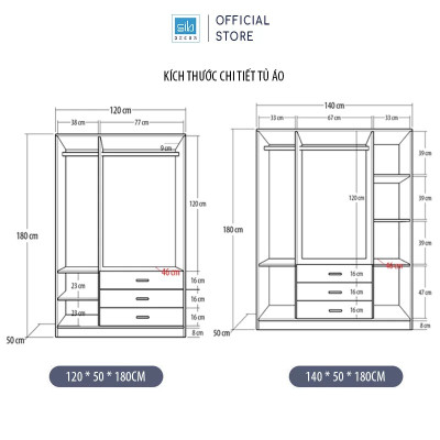Tủ Quần Áo Gỗ Nhiều Ngăn Đa Năng Màu Trắng Phối Vân Gỗ Nâu Thương Hiệu SIB Decor TA08