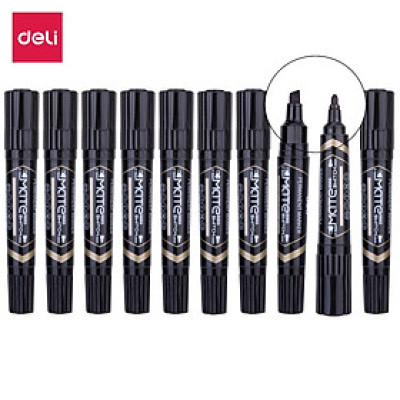 Bút dạ kính Deli - không xóa được - 2 đầu bút 2 kích cỡ ngòi - Mực Xanh/ Đen/ Đỏ - 10 cây/hộp - ES555