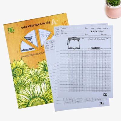 Giấy kiểm tra kẻ 4 ô ly viết êm chống lem chống lóa, kẻ sẵn bảng điểm lời phê tiện lợi cho học sinh, 15 tờ đôi GKT03 Green Art - Hàng chính hãng