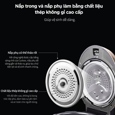 Nồi cơm điện tử áp suất Cuckoo 1.08 lít CRP-R0600F màu đen - Bản Quốc Tế tiếng Anh - Hàng chính hãng