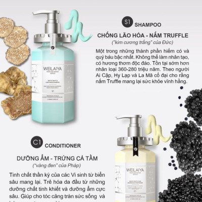 Dầu Gội Phục Hồi Đa Tầng Nấm Truffle Weilaiya - Tặng mini dầu xả gừng 