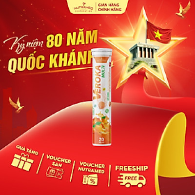 Viên sủi Veroka Multi cung cấp 12 vitamin hỗ trợ bổ sung năng lượng tăng cường sức đề kháng (20 viên) - Nutramed