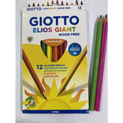 Hộp bút chì 12 màu thân to nhập khẩu Ý GIOTTO Elios Wood Free 221500