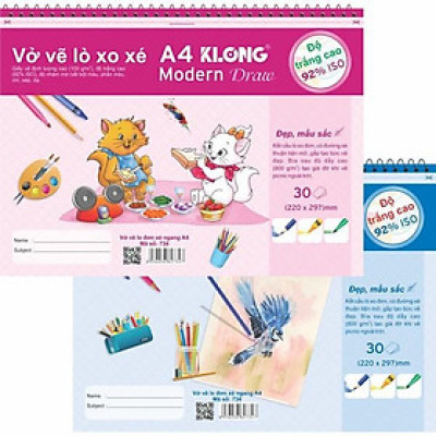 Vở vẽ lò xo đơn xé ngang A4 - 30 tờ; MS: 734
