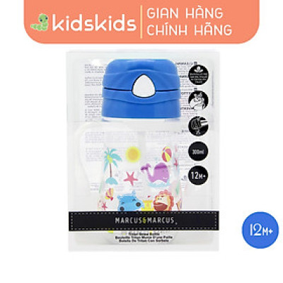 Bình uống nước có ống hút cho bé Tritan Marcus & Marcus, từ 12 tháng - Lucas