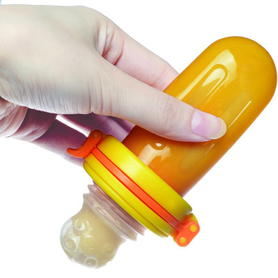 Bình Bóp Thức Ăn Chống Hóc Kidsme 160378OL – Cam Chanh