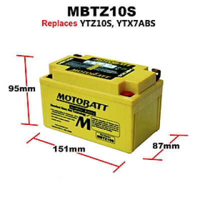 Bình Ắc Quy Quadflex MotoBatt MBTZ10S 12V 8.6Ah CCA190 Cho Nhiều Dòng PKL