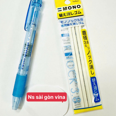 Gôm Bút Dạng Bấm Mono EH-KE 40 Chính Hãng Tombow, Đường Kính Gôm 3.8mm, Có Ruột Thay Thế Túi 4 Cây Gôm Knock 3.8 ER-AE