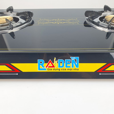 Bếp Ga Đôi Raiden RD-369 Mặt Kiếng Cường Lực Đầu Đốt Đồng Khung Inox Bền Bỉ (Hoa Văn Ngẫu Nhiên)-Hàng Chính Hãng