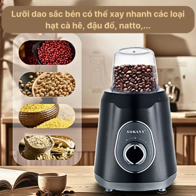 Máy xay sinh tố đa năng 2 IN 1 SOKANY SK-03045 công suất cao 1000W xay rau củ quả và các loại hạt, xay được đá viên - HÀNG CHÍNH HÃNG