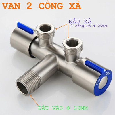 Van nước KG45 2cổng xả có khóa riêng biệt dạng vòi chia nước, đường kính van 20mm, chất liệu inox304 - Hàng chính hãng