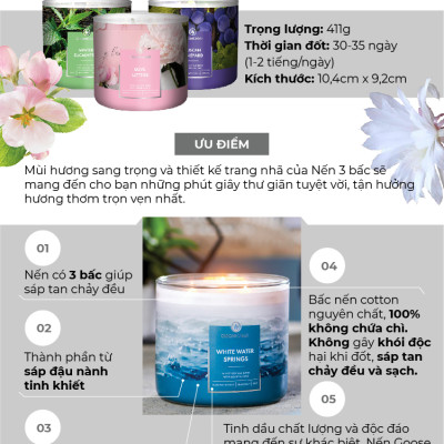 Nến ly 3 bấc sáp đậu nành Goose Creek (411g) - Butter Cookie