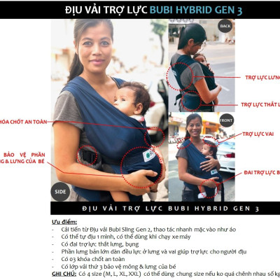 Địu vải BUBI Gen 3 - LƯỚI THOÁNG KHÍ - BE