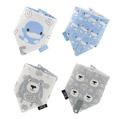 YẾM VẢI TAM GIÁC CHO BÉ CÓ NÚT BẤM GIỮ TY GIẢ/ NGẬM NƯỚU KU2248 - SET 2 CÁI (MÀU XANH)