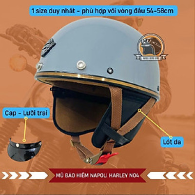 Mũ Bảo Hiểm Napoli 1/2 N04 [FREESHIP] [CHÍNH HÃNG] - Nón Bảo Hiểm Nửa Đầu Napoli Harley N120