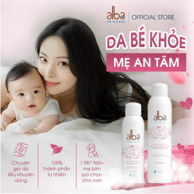 Xịt Khoáng BABY ALBA Chống Hăm Khô Rôm Sảy Giúp Da Bé Mịn Màng 150ML