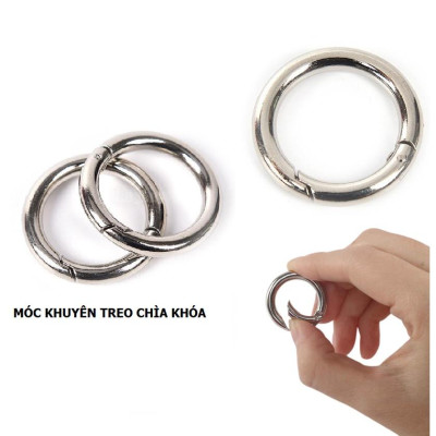 Set 3 Vòng Khuyên Tròn Hiện Đại, Móc Khoen Chùm Khóa Trơn Kim Loại Màu Bạc, Móc Chùm Chìa Khóa, Móc Đa Năng - TakyHome 5070