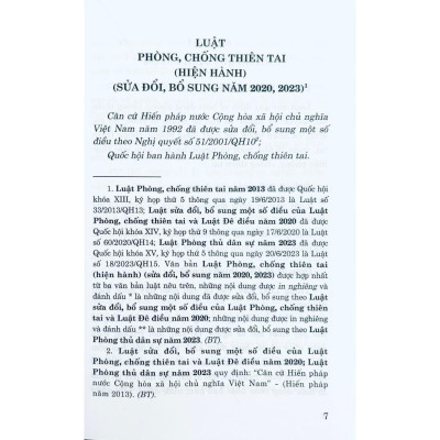 Sách - Luật Phòng, Chống Thiên Tai (Hiện Hành) (Sửa Đổi, Bổ Sung Năm 2020, 2023) - NXB Chính Trị Quốc Gia