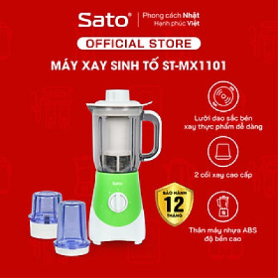 Máy xay sinh tố đa năng Sato ST-MX1101 1.4L - Công suất 300W, 4 lưỡi giúp xay nhuyễn bằng inox không gỉ, nhựa ABS an toàn chịu lực tốt, an toàn, tháo lắp dễ dàng - Miễn phí vận chuyển toàn quốc - Hàng chính hãng