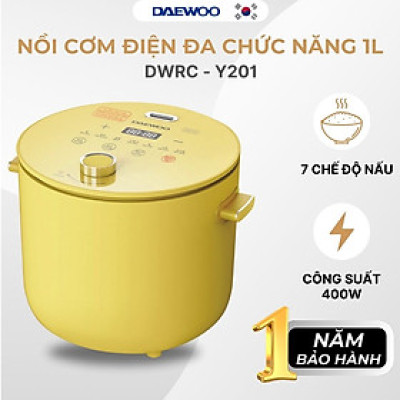 Nồi cơm điện đa chức năng Daewoo DWRC-Y201 1L lòng nồi phủ Ceramic, với 7 chế độ nấu -Hàng chính hãng