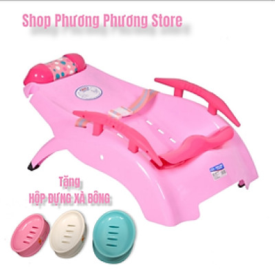 ( HÀNG CAO CẤP ) Ghế nằm gội đầu cho bé có tay vịn ĐẠI tặng kèm HỘP ĐỰNG XÀ BÔNG