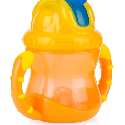[ 10254-Nuby ] Bình uống nước 240ml, có ống hút làm bằng Silicone, 360 độ, 2 tay cầm