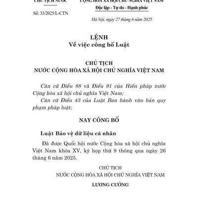 Luật bảo vệ dữ liệu cá nhân năm 2025