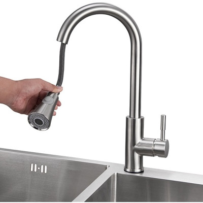 Combo chậu rửa chén bát 1 hố lớn Valenza 7846 inox sus304 chuẩn 100% kèm vòi rửa bát rút dây Valenza sus304, bộ xả to ngăn mùi, khay inox kín-TẶNG BÌNH NƯỚC RỬA CHÉN