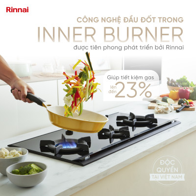 Bếp gas âm đầu đốt trong Rinnai RVB-2SCHi(SB) mặt bếp kính SCHOTT và kiềng bếp gang - Hàng chính hãng