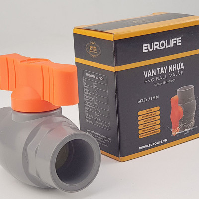 Van uPVC thân đúc bi nhưa ABS 21, 27, 34, 42, 49, 60mm Eurolife EL-VN (tay cam)
